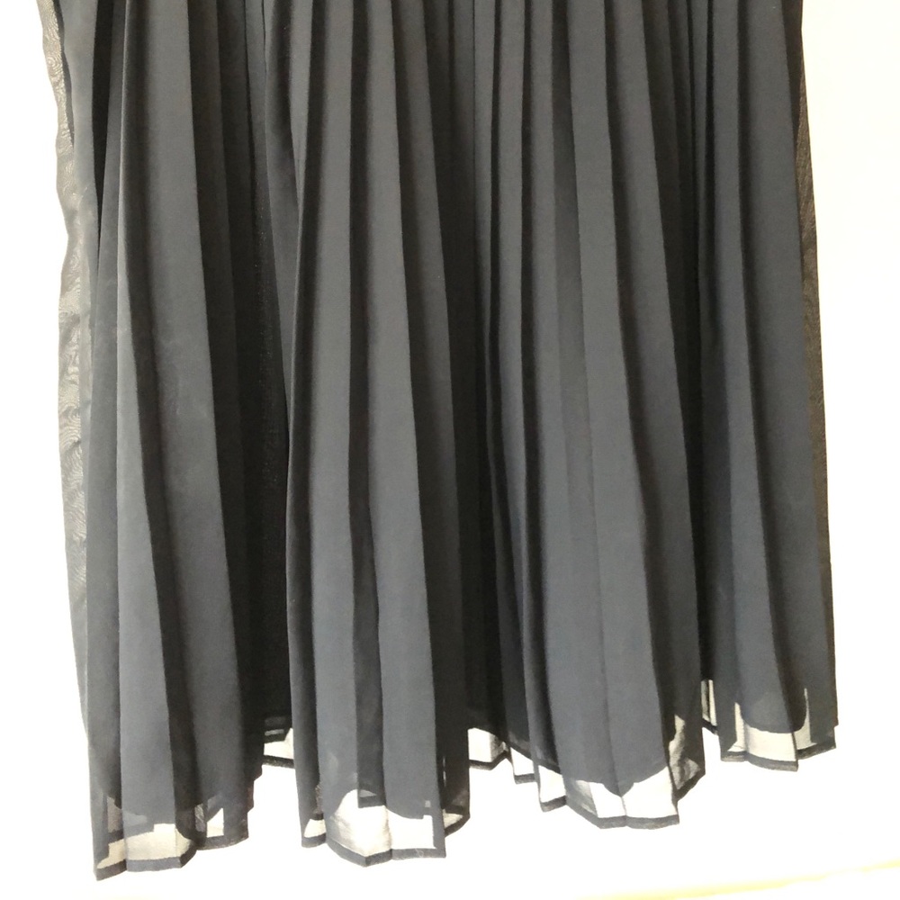 Black pleated skirt, beautiful sheer hem